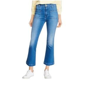 Like New Frame Le Bardot Crop Flare Jeans Sz 27 High Waisted  Blue Patch Pockets